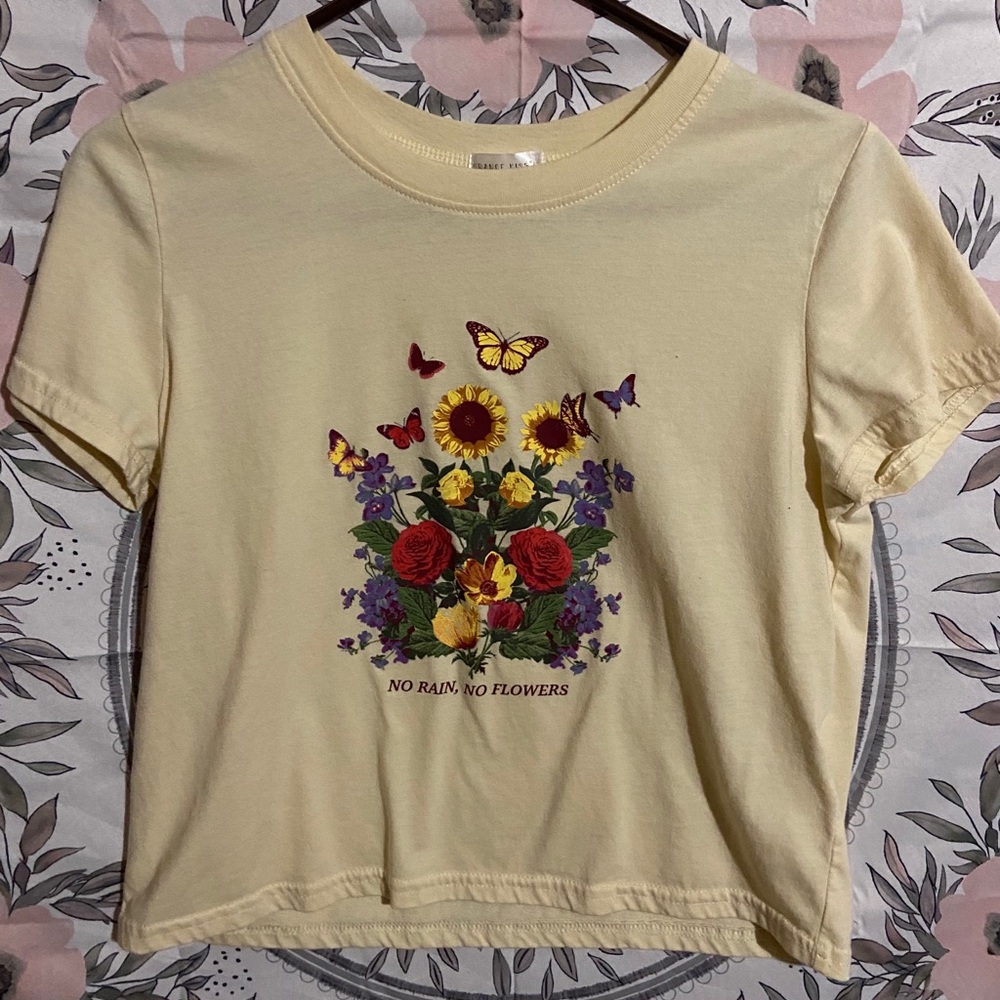 Light Yellow T-shirt Crop Top